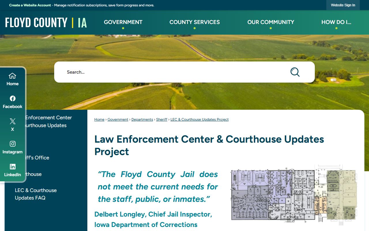 Floyd County inmate population LEC project 32-bed jail source