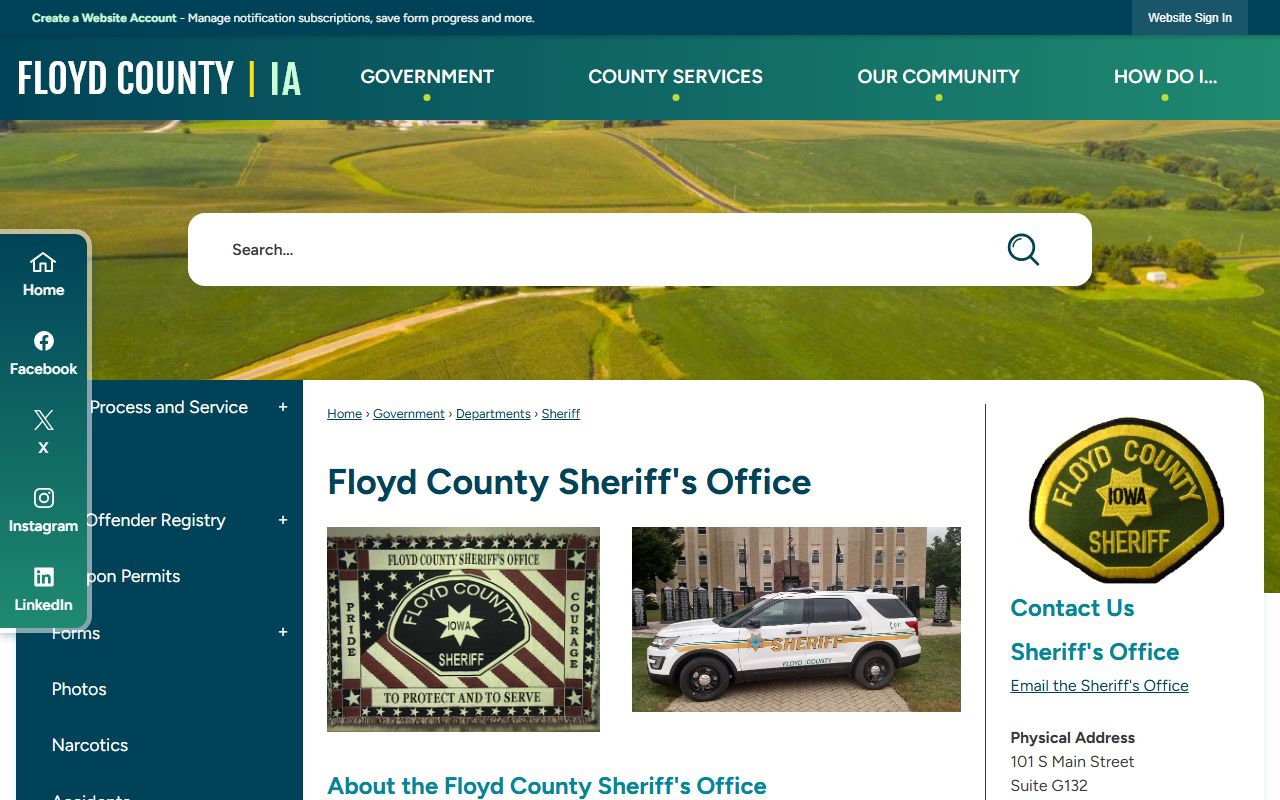 Floyd County Jail inmate lookup sheriff contact page